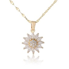 Sunflower Necklace 18K Gold Plated Pendant Valentines Gift for Women Mother Girl