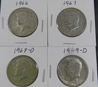 “4‑Coin Kennedy Half Dollar Lot • 1966 1967 1968‑D 1969‑D • 40% Silver • Circula