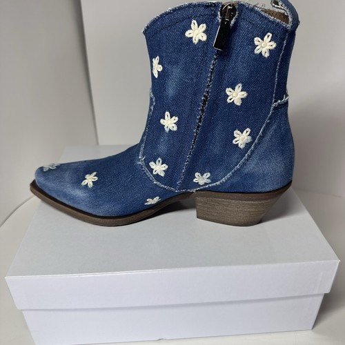 NEW Sundance Western Sojourner Boots Women’s 38 (8) Denim Cowgirl Boho Western - Picture 3 of 12