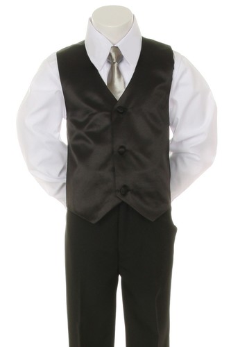 New Baby Toddler Boy Teens Black Wedding Formal Suit + Choose a Free Color Tie - Picture 31 of 40