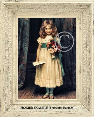 A Summer Bouquet by George E Hicks Art Girl Garden Rose Flowers 8x10 Print 0724