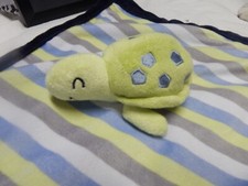 Carters Green Turtle Baby Security Blanket Lovey Stripe Blue Gray