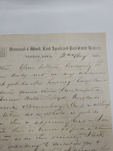 1855 Letter Handwritten Real State Broker - Picture 2 of 6