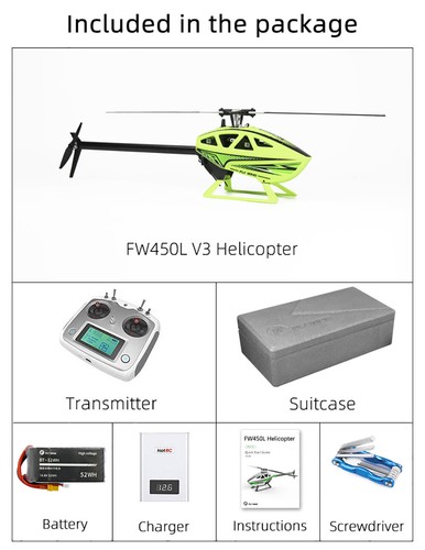 Fly Wing FW450L V3 6CH GPS 3D Hovering Auto Return RC RTF Elicottero 2 Batteria - Foto 23 di 30