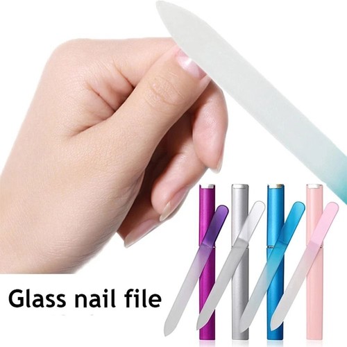 Unisex With Case Manicure Polishing Crystal Glass Buffer Files Nail File - Picture 1 of 17