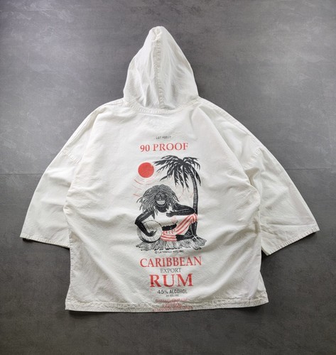 Vintage 1990s Caribbean Rum 90 Proof Cotton Smock Hoodie La Trenzz Stoner OS - Picture 3 of 10