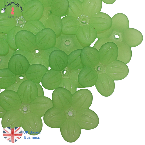 30 Frosted Acrylic Primrose Flower Beads 20mm Choice of 10 Colours for Beading - Picture 31 of 57