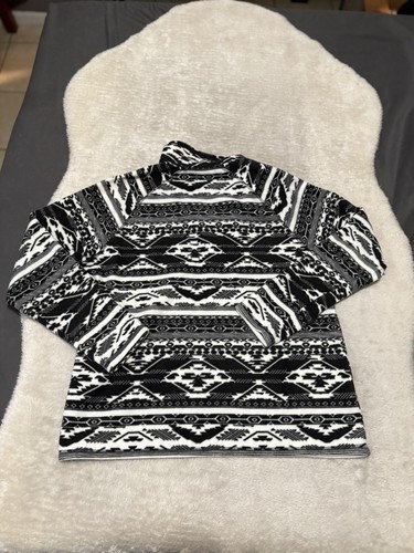 Eddie Bauer Damen 1/4 Zip Pullover Fleece Aztekenmuster weiß schwarz Größe XL - Bild 2 von 7