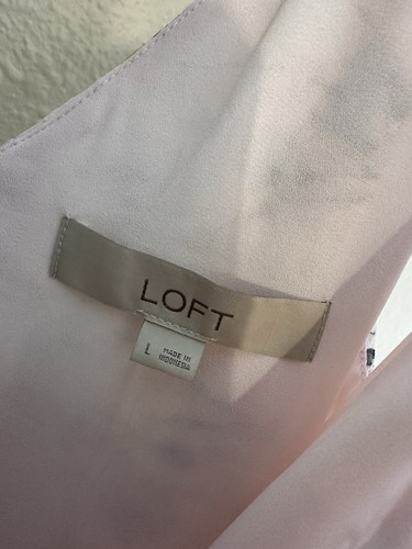 LOFT XL Pink Floral Eyelet Spaghetti Strap Sleeveless V-neck Top Blouse - Picture 3 of 5