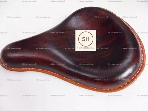 Solo Seat Leather Antique Brown Engraved Fit For Royal Enfield Standard 350 500 - Picture 6 of 12