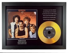 QUEEN 'RADIO GA GA' SIGNED PHOTO GOLD DISC CD COLLECTABLE MEMORABILIA