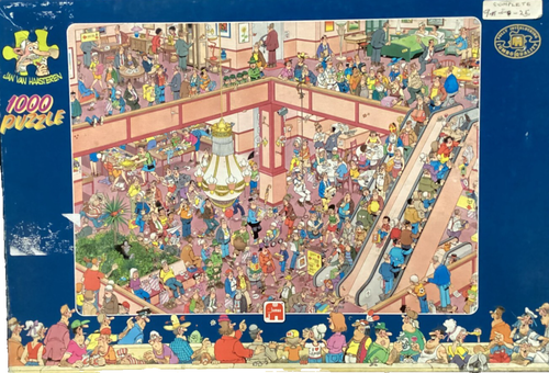 Jumbo 1000pc Jan Van Haasteren Shop 'til you drop 1998 jigsaw puzzle Rare