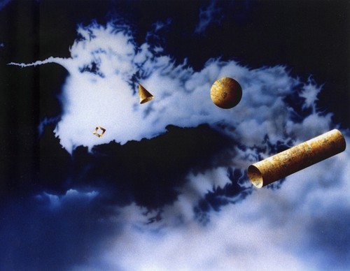 Painting fine art, surrealism, acrylic lacquer with variegated gold leaf - Picture 12 of 12