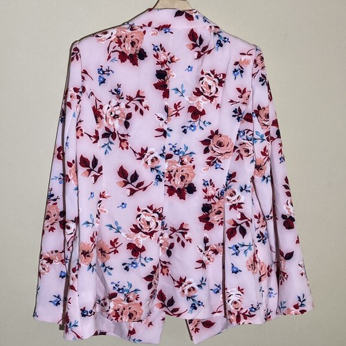 Lane Bryant The Bryant Blazer Jacket 14 Crepe Pink Floral Roses Fairy Stretch - Picture 7 of 9