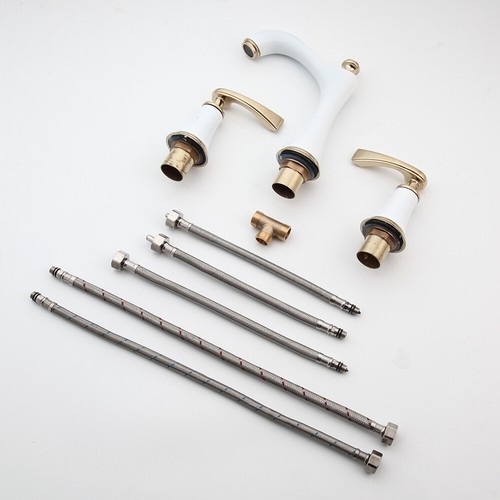 Bathroom Widespread Basin Sink Faucet Waterfall 2 Handle 3 Hole Vanity Mixer Tap - Picture 10 of 11