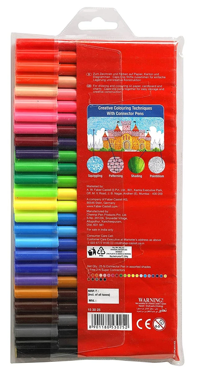 Faber Castell Connector Pen Set Pack of 25 Assorted Free Shipping