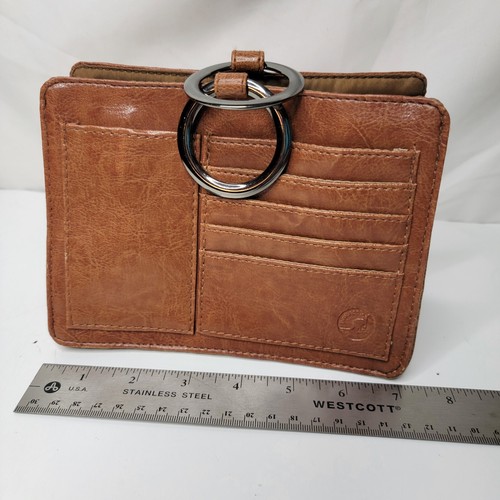 Pouchee Portafoglio Portafoglio Piccolo Organizzatore Tasche Marrone Ecopelle Manici Anello - Foto 3 di 10