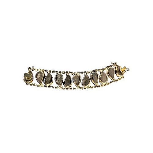 Vintage Rauchbernstein Träne Tropfen Strass Glas goldfarben Krappenarmband 7,25 - Bild 8 von 8