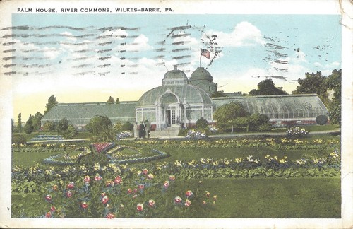 U.S. - PLYMOUTH, PA. 1928 WAVE CANCEL ON "PALM HOUSE, RIVER COMMON" POSTCARD - Picture 1 of 2