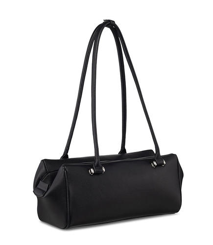 Bolso mediano de hombro LOEUVRE Cosse FA5SB320-FH | Cuero recubierto encogido negro - Imagen 2 de 8