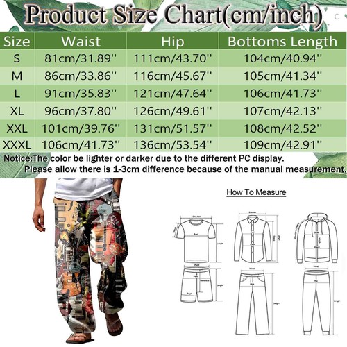 Men Summer Breathable Cotton Linen Trousers Printed Loose Wide Leg Casual Pants - Picture 20 of 23