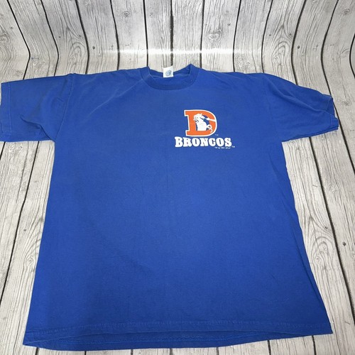 Vintage Logo 7 Denver Broncos Double Sided  Blue T Shirt Size Large 1995 NFL - Imagen 1 de 10