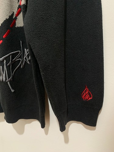 Vintage 90s Johnny Blaze Herren Schwarz Strickpullover Gr. L Heavyweight Pullover - Bild 6 von 8