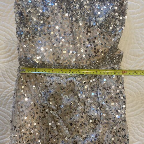 RACHEL GILBERT Size 1 White Sequined Silk One Shoulder Short Party Mini Dress - Picture 12 of 14