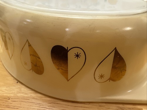 Pyrex Golden Hearts Auflaufform Vintage Cinderella 045 2,5 Quart Glas oval mit Deckel - Bild 13 von 21