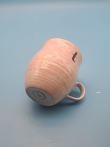 Anthropologie Homegrown Monogram Initial Letter "t" Mug Koi Fish Pink And White - Picture 5 of 6