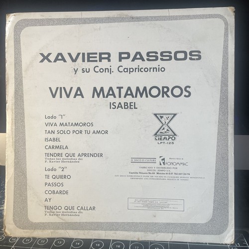 XAVIER PASSOS / Viva Matamoros/ Vinyl Records 33 Rpm - Imagen 2 de 4