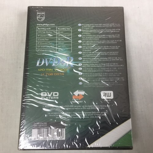 Philips DVD+R 120min Video Extended Play 4.7GB Data New & Sealed 3 Pack - Picture 2 of 6