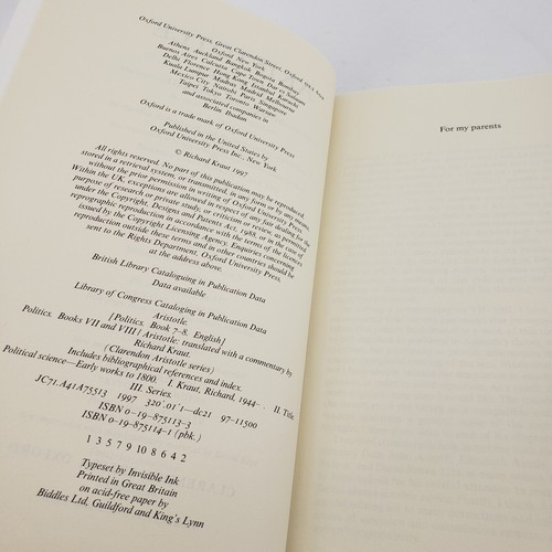 Aristotle Politics Books VII VIII Clarendon Richard Kraut - Imagen 6 de 6