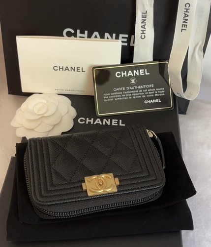 CHANEL Boy Caviar Black Quilted Zip Around Coin Purse Wallet BNIB Made in Spain - Picture 8 of 8