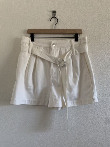 Tibi Women’s White Denim Pleated Shorts Size 6 Hig