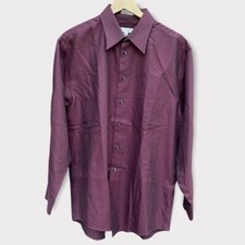 Pronto Uomo Mens Buttoned-down Non Iron Shirt Burgundy Size 16 EUC