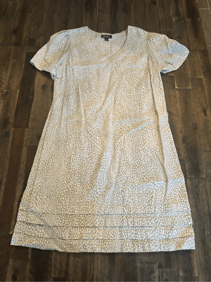Nicole Miller Orignial Linen Blend Mini Shift Dress size large pleated