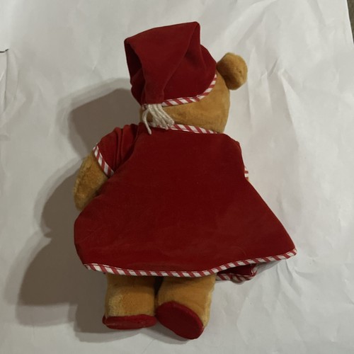 Winnie The Pooh Red Velvet Gown Bedtime Bear Plush 12" A A Milne EH Sheppar - Picture 6 of 11