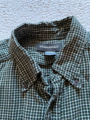 Banana Republic Herren kariertes Flanell Langarm Button-Down Hemd grün Größe L - Bild 5 von 8
