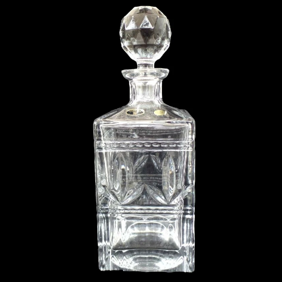 LEAD CRYSTAL GLASS LIQUOR DECANTER with GLASS STOPPER / BOHEMIA - Image 4 of 4