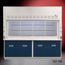 8' x 4' Laboratory Benchtop Fume Hood w/ ACID Storage Cabinets / E1-837