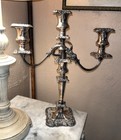 Vintage Silver Plated Double Twisted Arm 3 Light Candelabra -plus