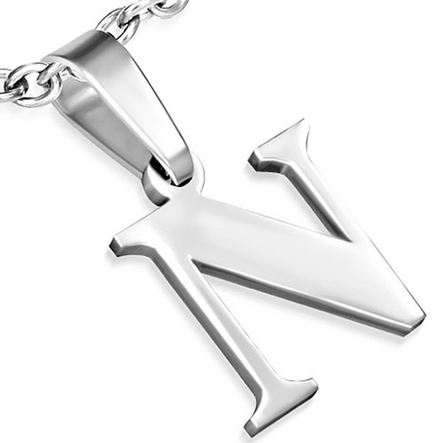 STAINLESS STEEL Letter Pendant with Chain from A to Z - Picture 13 of 24