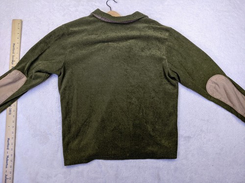 KAVU Mens XL Olive Green Beige Jacket Fleece Full Zip Long Sleeve Elbow Patch - Picture 8 of 10