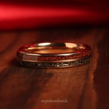 G2U with packaging 4mm Meteorite Dinosaur Bone Wedding Band Rose Gold Tungsten R