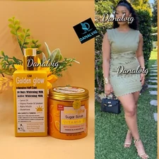 Golden Glow Body Milk 500ml Lotion & Whitening Body Scrub Intensive Active  Milk