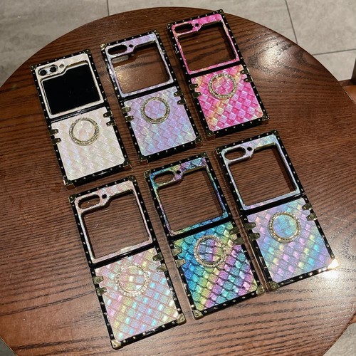 Laser Weave Plating Holder Case For Samsung Galaxy Z Flip 6 5 4 3 Phone Cover - Picture 2 of 20