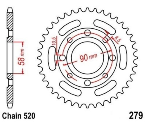 Couronne de transmission 520 pour restaurer une Honda CD 250 U