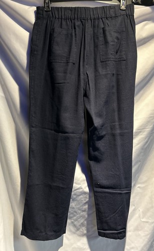 NICOLE MILLER Lino pull on cordino da donna taglia L blu navy - Foto 5 di 10