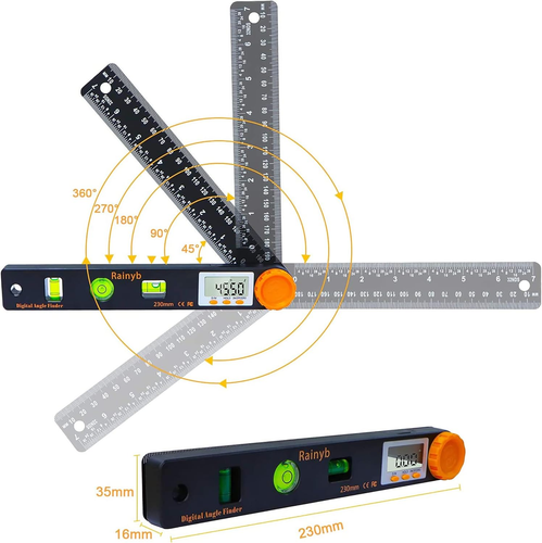 Digital Angle Finder Tool 7Inch 0-360 Degree LED Digital Protractor with Horizon - Picture 4 of 12